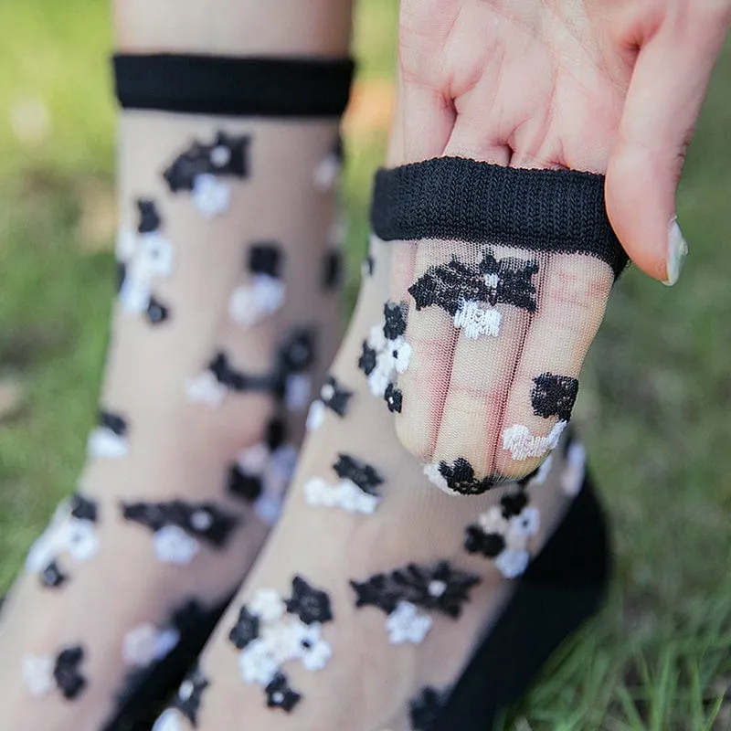 10 Pairs Spring and Summer Ladies Invisible Lace Socks Floral Ankle Socks