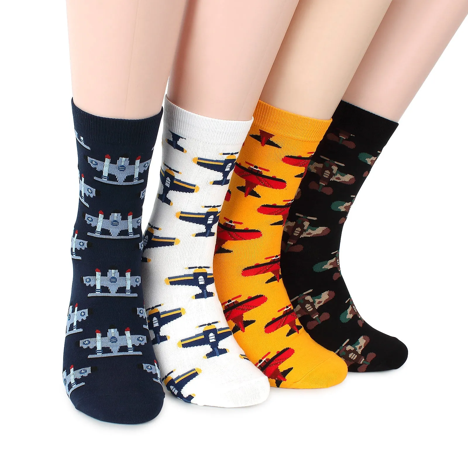 (4 Pairs) Men Air Force Pattern Fashion Socks with Fine Cotton NN14