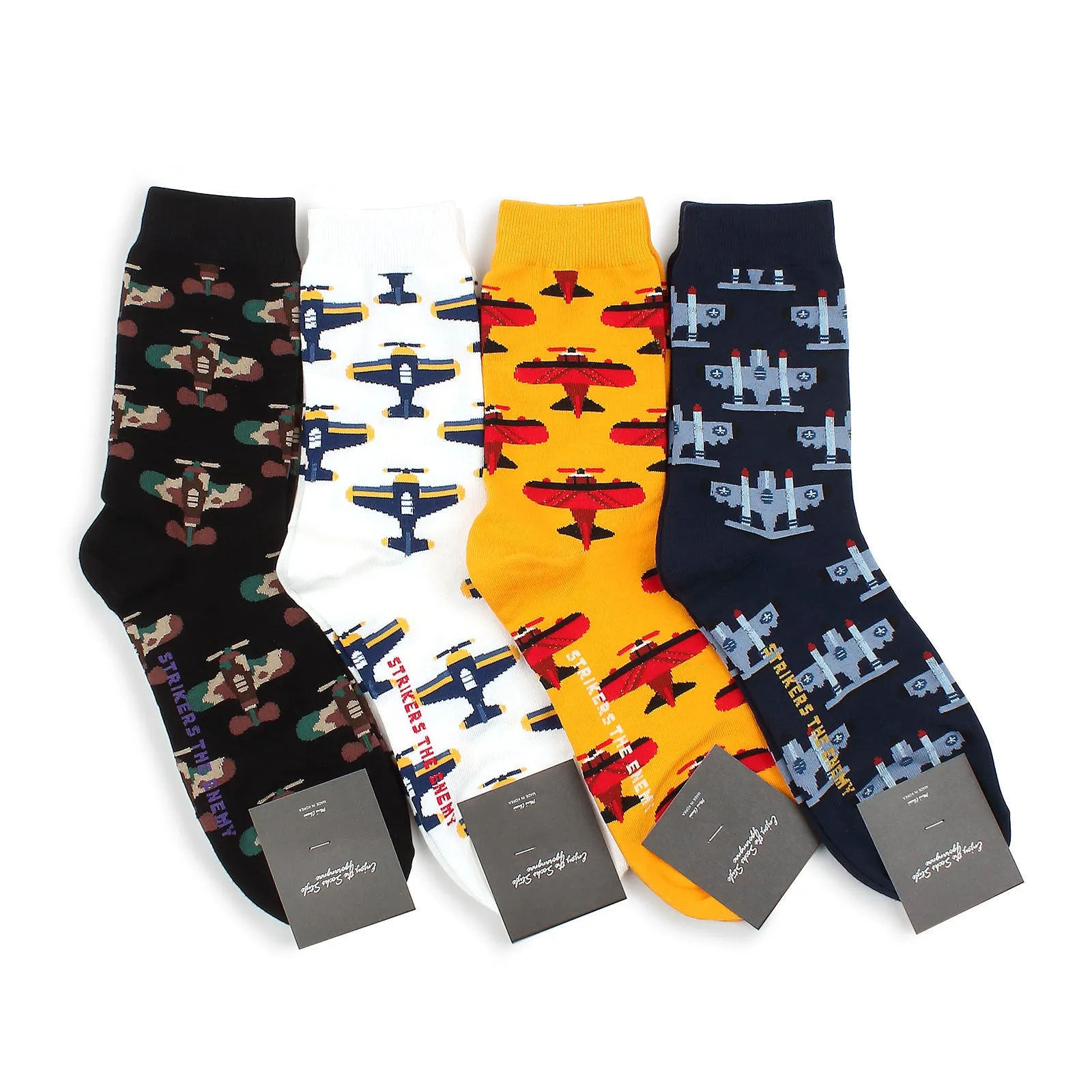 (4 Pairs) Men Air Force Pattern Fashion Socks with Fine Cotton NN14