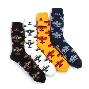 (4 Pairs) Men Air Force Pattern Fashion Socks with Fine Cotton NN14
