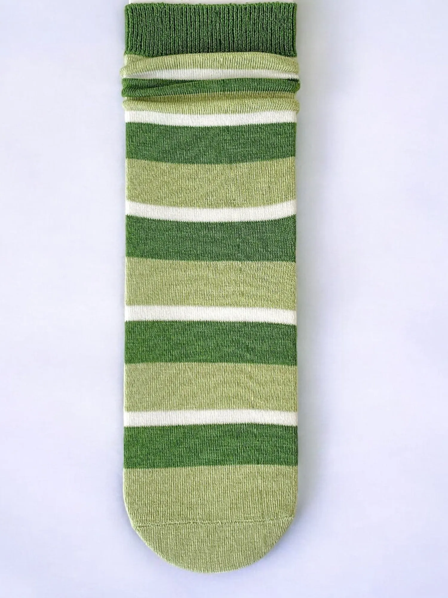 Anna-Kaci Women's Striped and Heart Embroidered Socks in Green Tones