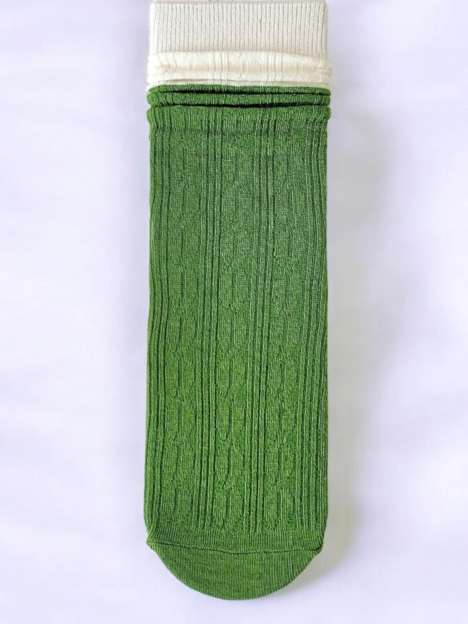 Anna-Kaci Women's Striped and Heart Embroidered Socks in Green Tones