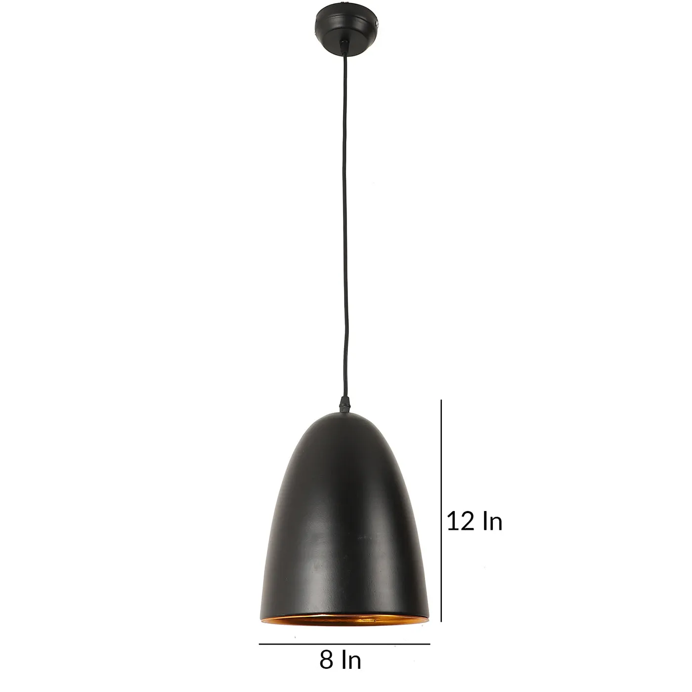 Black Metal Hanging Light - HL-012-HL-BK-GD - Included Bulb