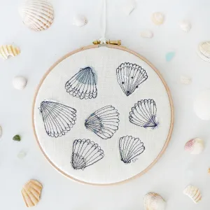 Cream Linen Cockles Embroidery Hoop Picture