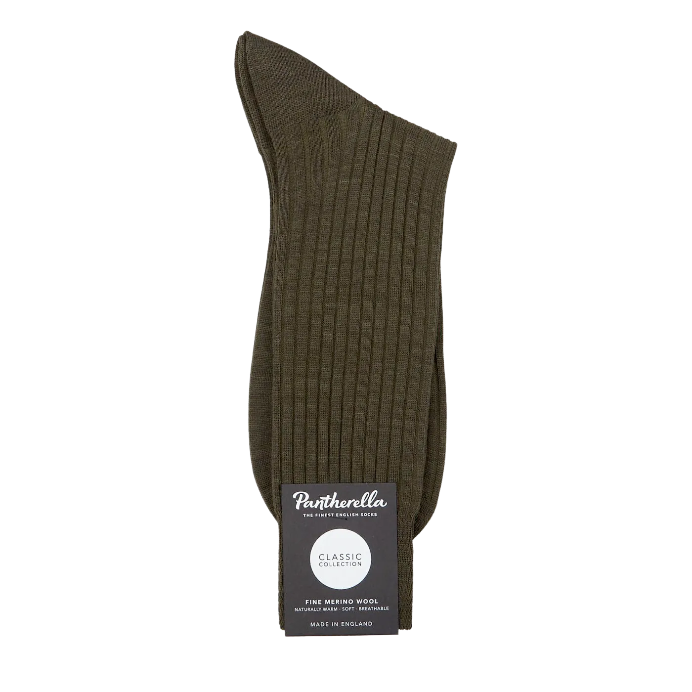 Dark Olive Merino Wool Ribbed Ankle Socks