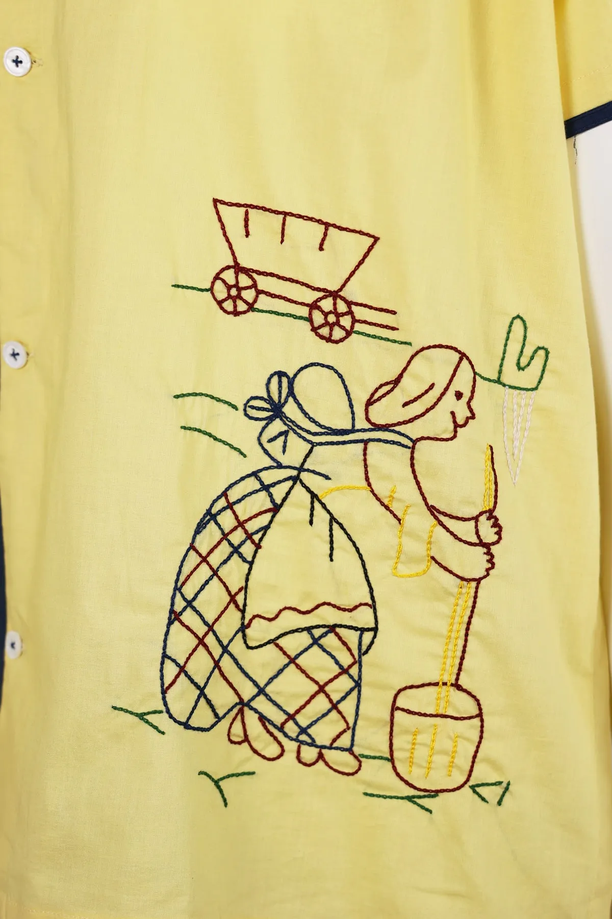 Embroidered Short Sleeve Shirt - Yellow