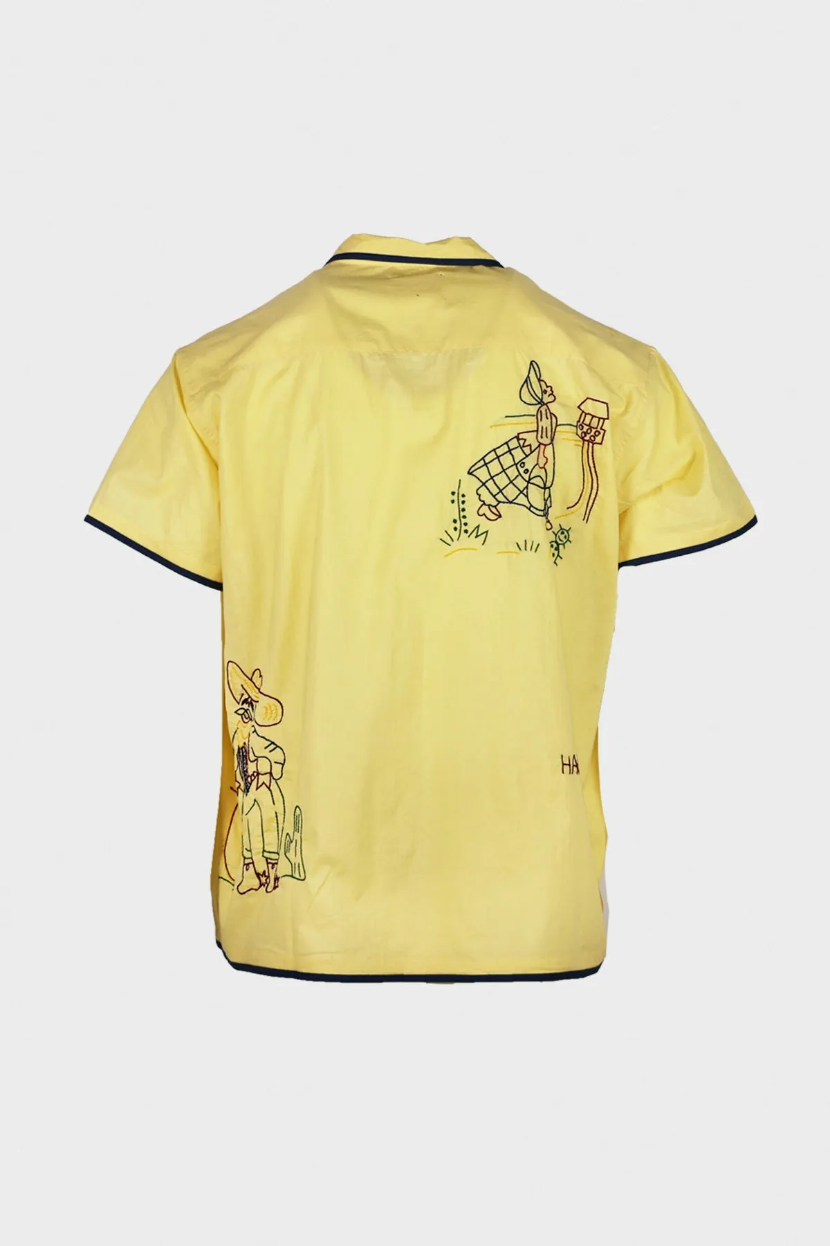 Embroidered Short Sleeve Shirt - Yellow