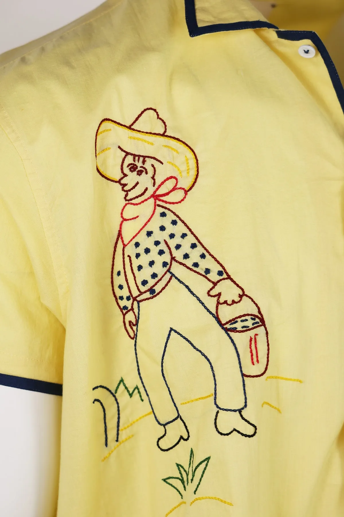 Embroidered Short Sleeve Shirt - Yellow