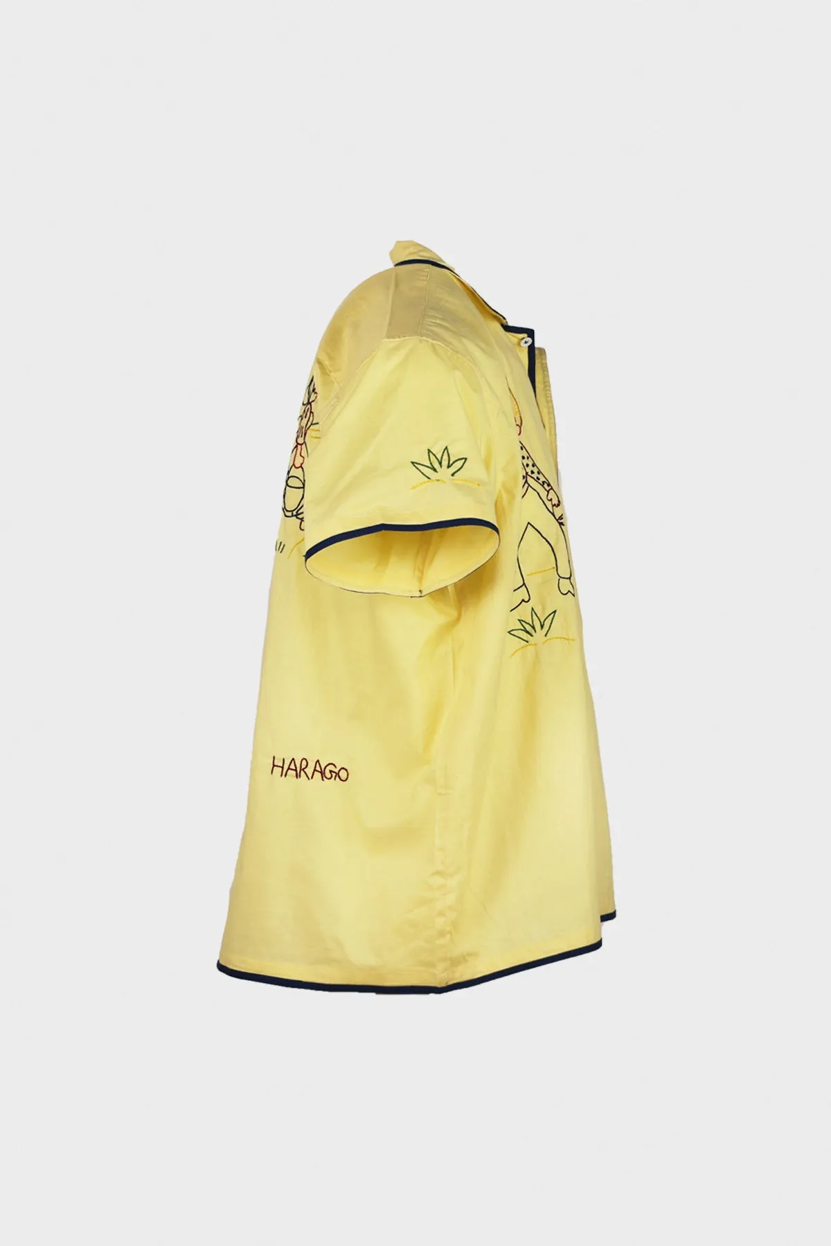 Embroidered Short Sleeve Shirt - Yellow