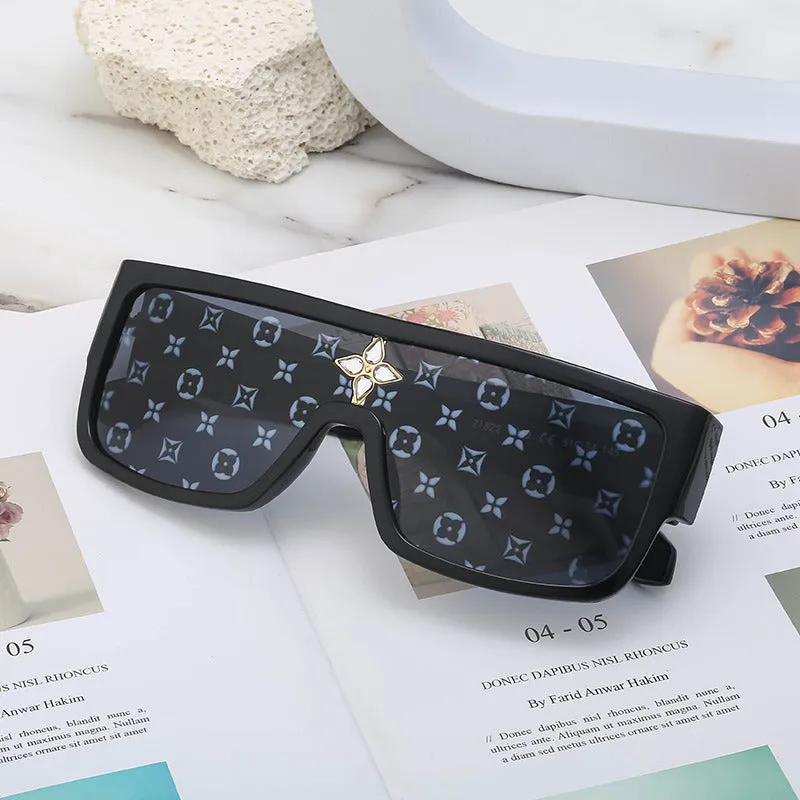 Fashion all-in-one sunscreen sunglasses women's high-end ins personality four-leaf sunglasses men's tide wholesale