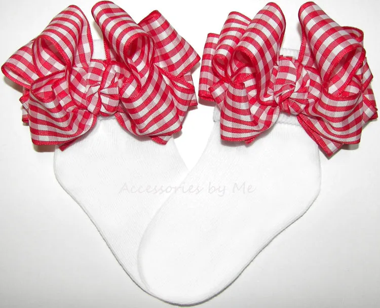 Gingham Plaid Bow Socks