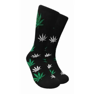 Green and White Marijuana Leaf Crew Socks