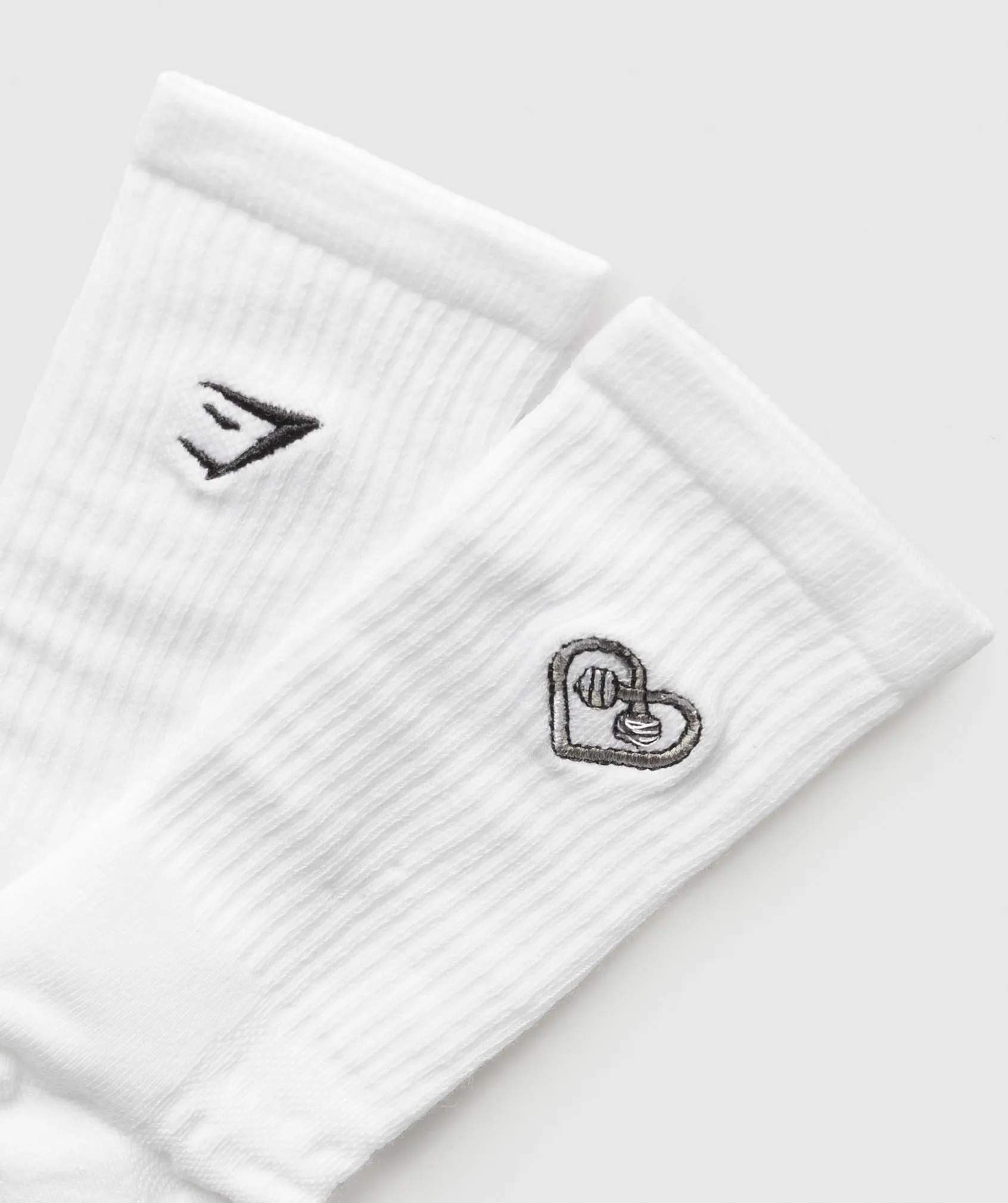 Gymshark Graphic Heart Crew Sock Single - White