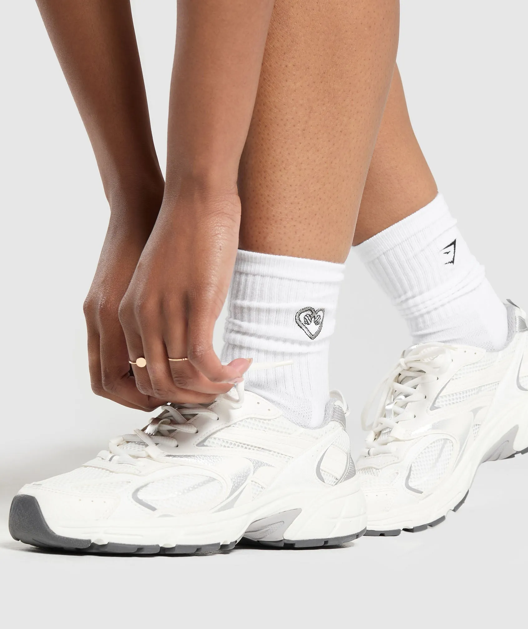 Gymshark Graphic Heart Crew Sock Single - White