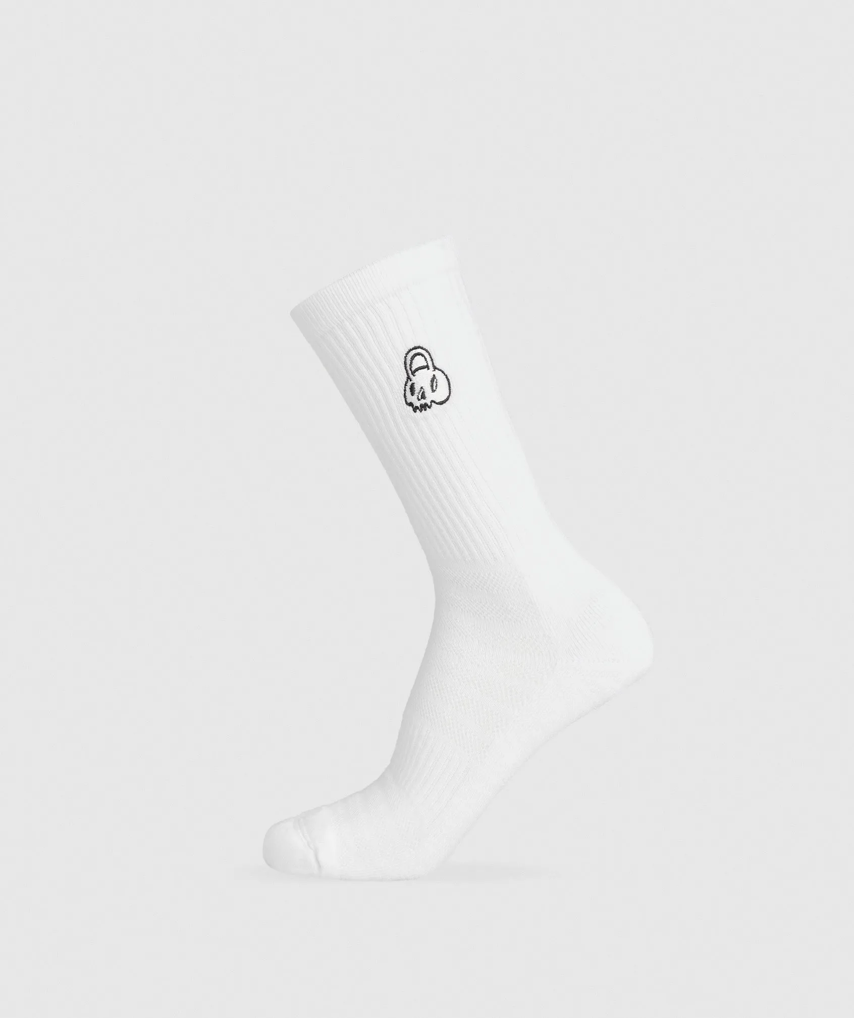 Gymshark Graphic Kettlebell Crew Sock Single - White