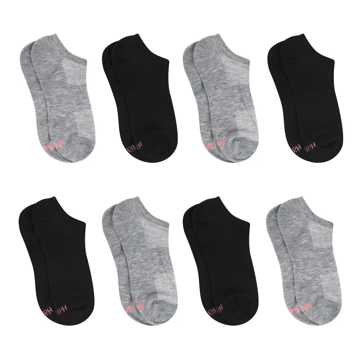 Hanes Women's Ultimate Cool Comfort Socks, 8 Pairs HWUBS8 Hanes Breathable Super Low-Top No-Show Socks black/gray