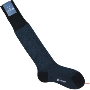 Knee Socks - Herringbone - Navy - Pure Cotton