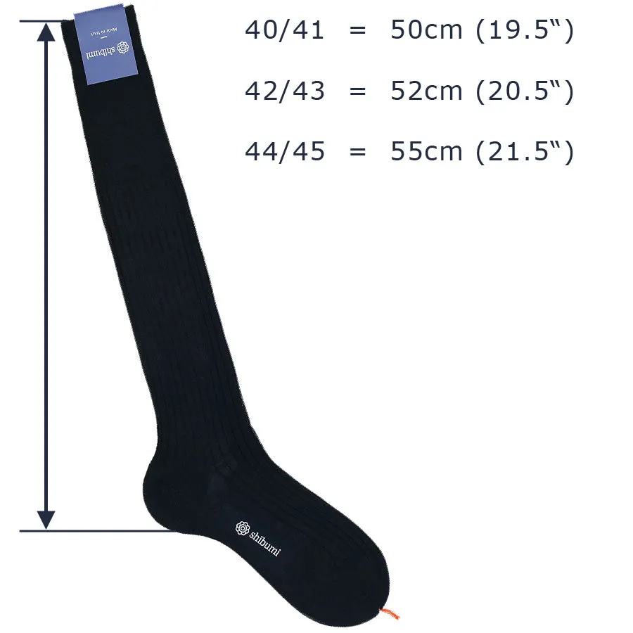 Knee Socks - Herringbone - Navy - Pure Cotton