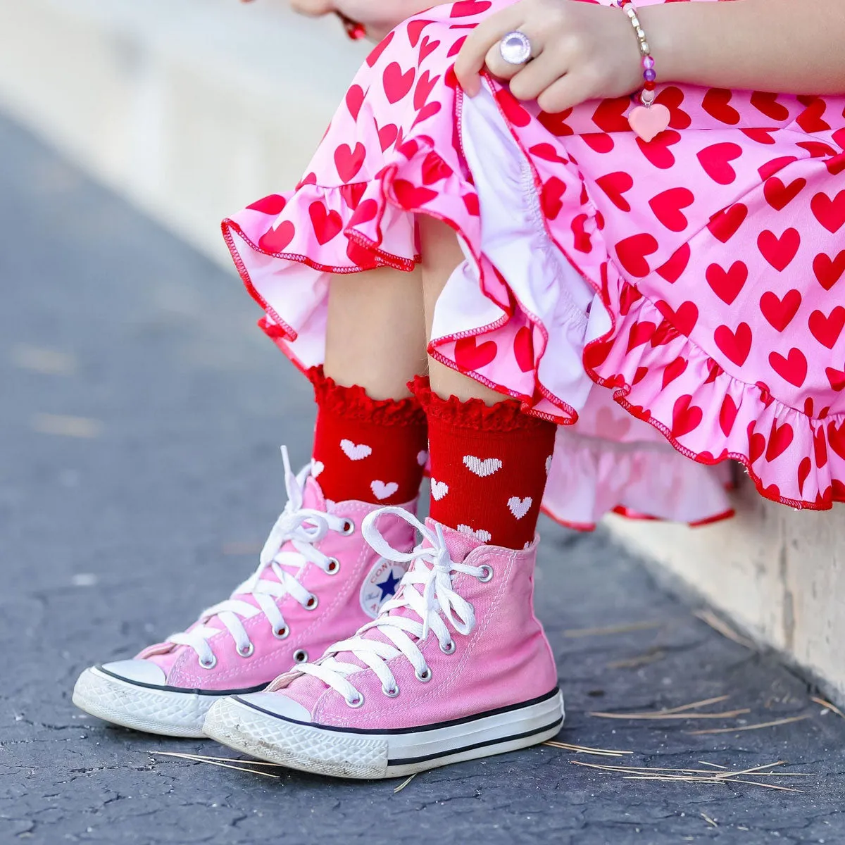 Lace Midi Sock 3-Pack - Valentine's