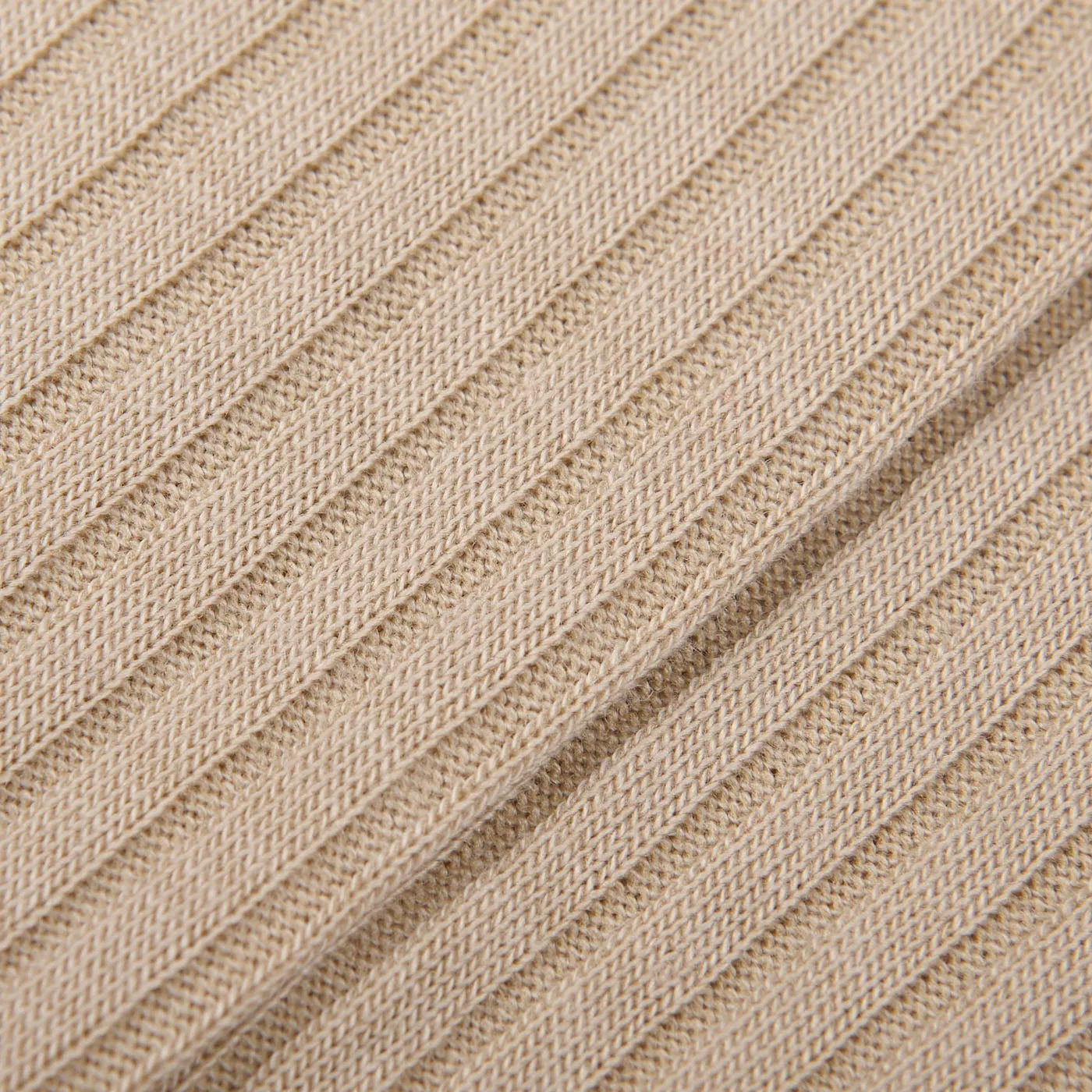 Light Khaki Merino Wool Ribbed Ankle Socks