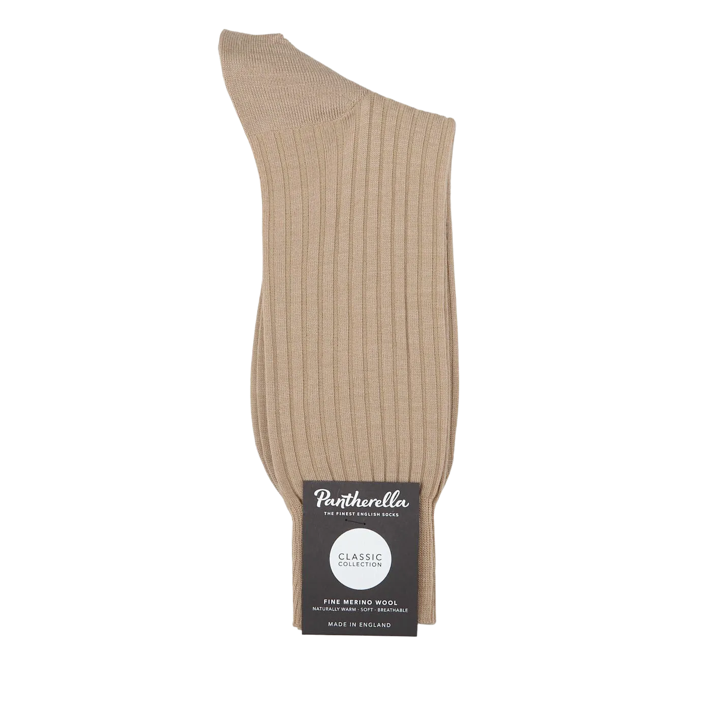 Light Khaki Merino Wool Ribbed Ankle Socks