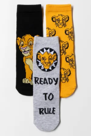 Lion King 3 Pack Socks Black