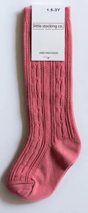 Little Stocking Co Knee High Socks - Hibiscus Pink