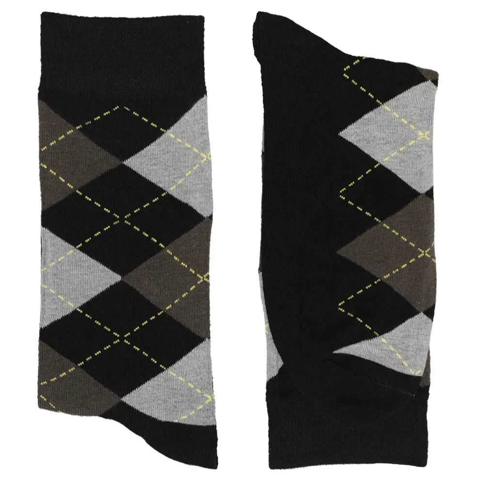 Men's Black and Graphite Gray Argyle Socks