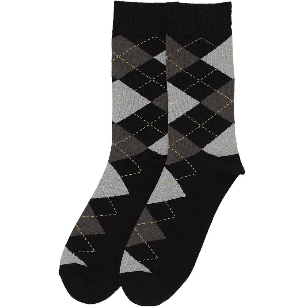 Men's Black and Graphite Gray Argyle Socks