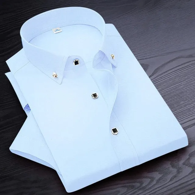Mens Solid Colour Business Casual Dress Shirt