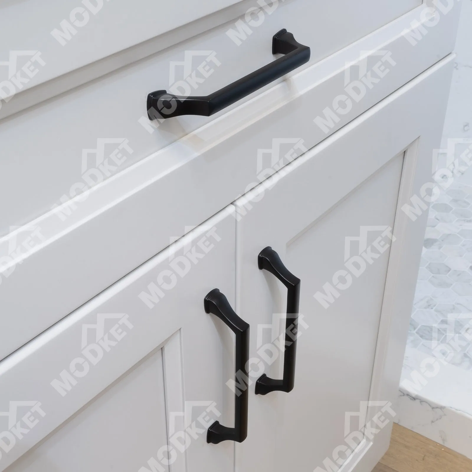 MH1656 Solid Matte Black Cabinet Pulls Handles