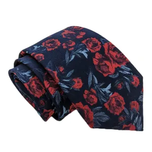 Midnight Red Rose Silk Wedding Tie