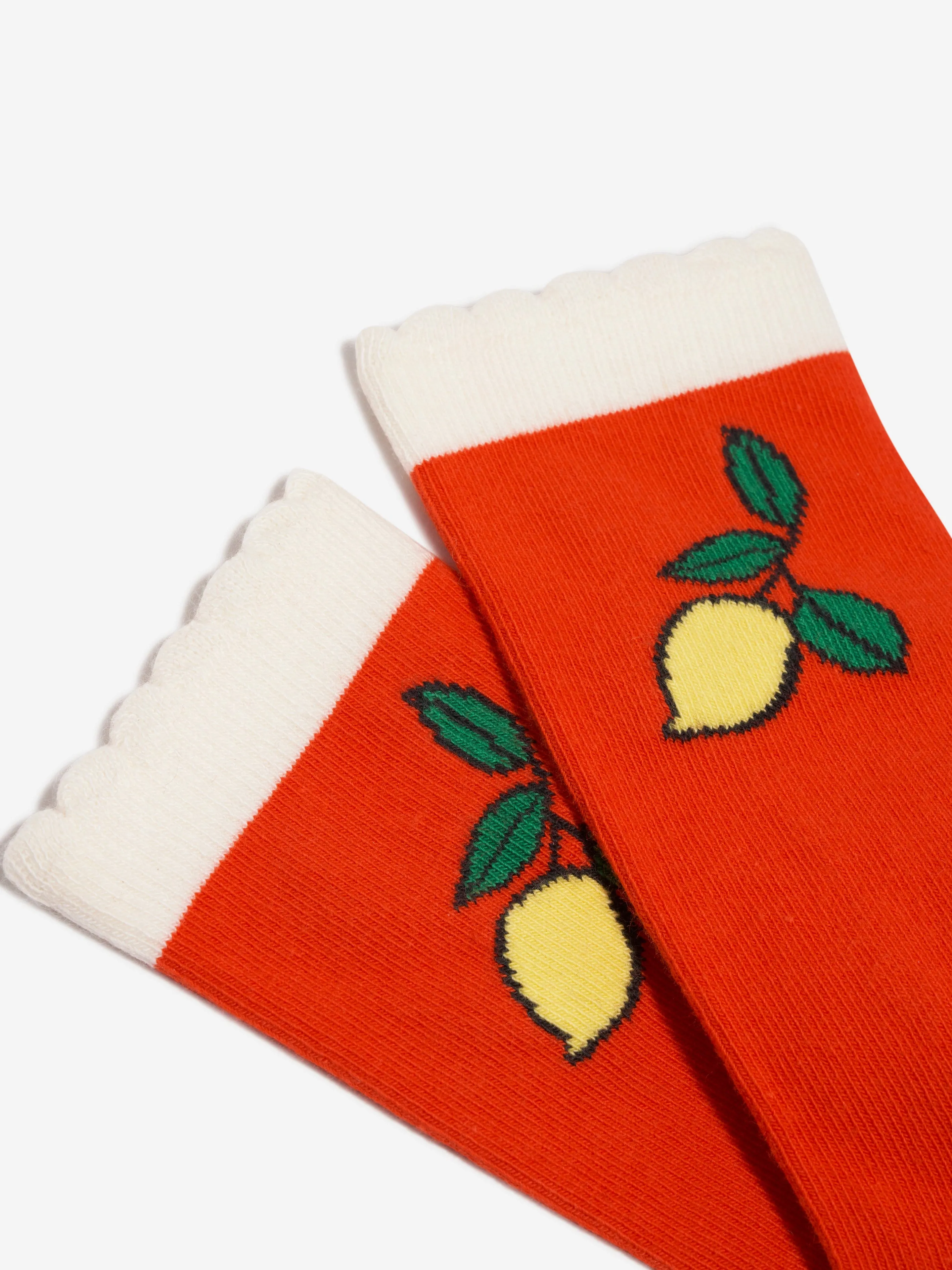 Mini Rodini Kids Lemons Scallop Socks in Red
