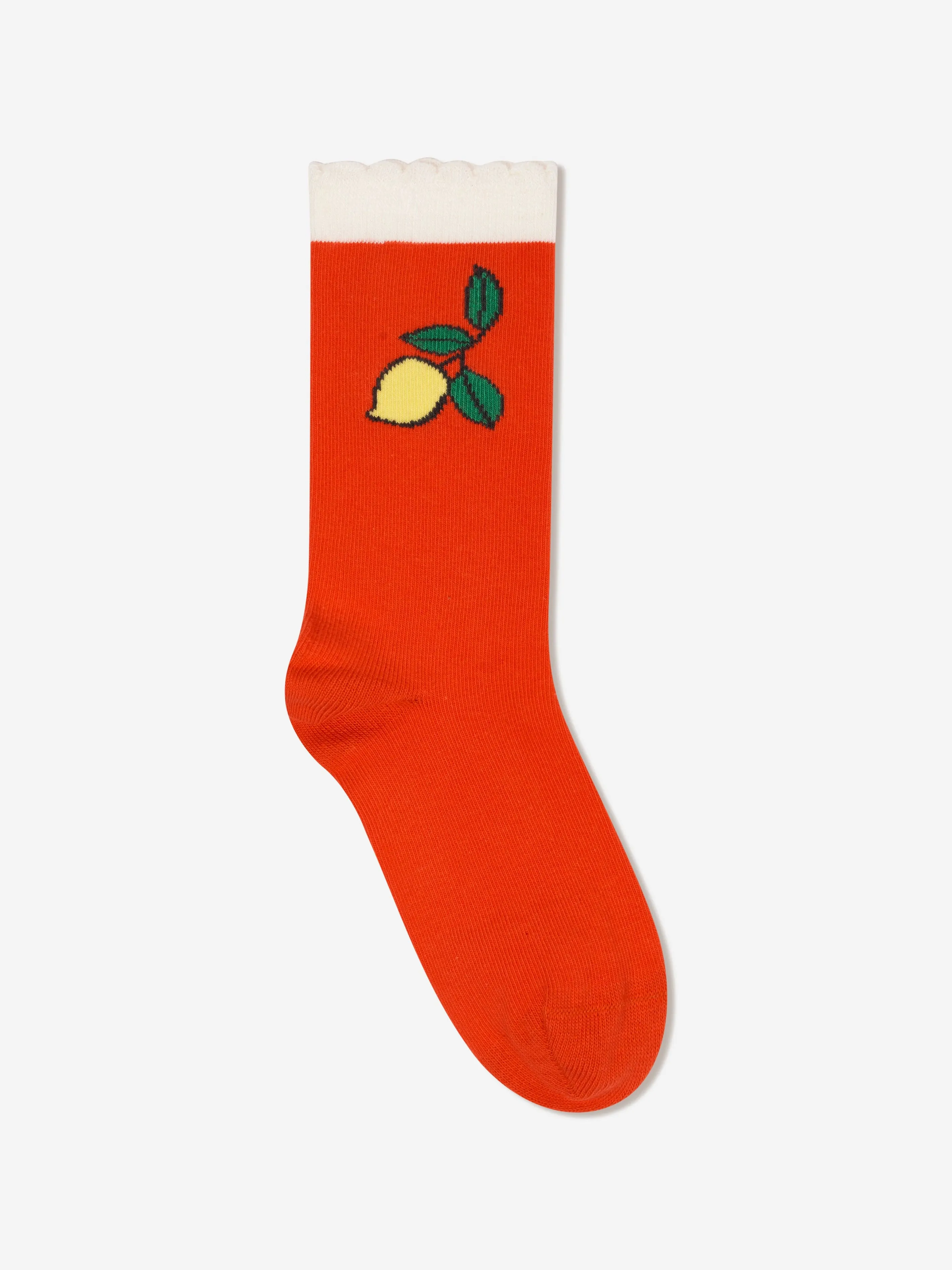 Mini Rodini Kids Lemons Scallop Socks in Red