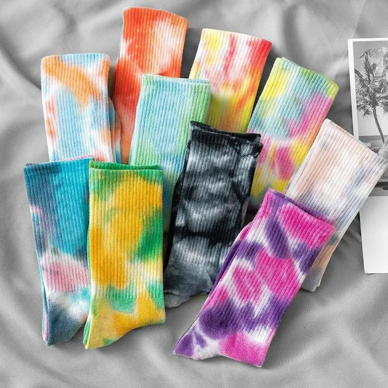 Multicolored Tie-Dye Socks