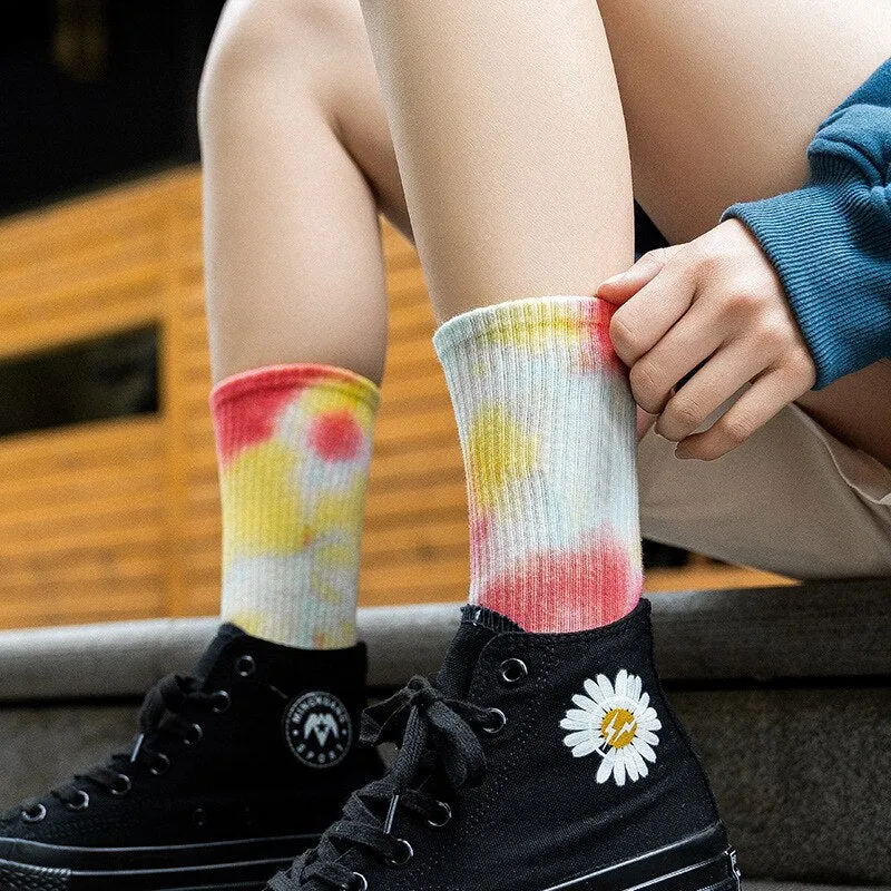 Multicolored Tie-Dye Socks