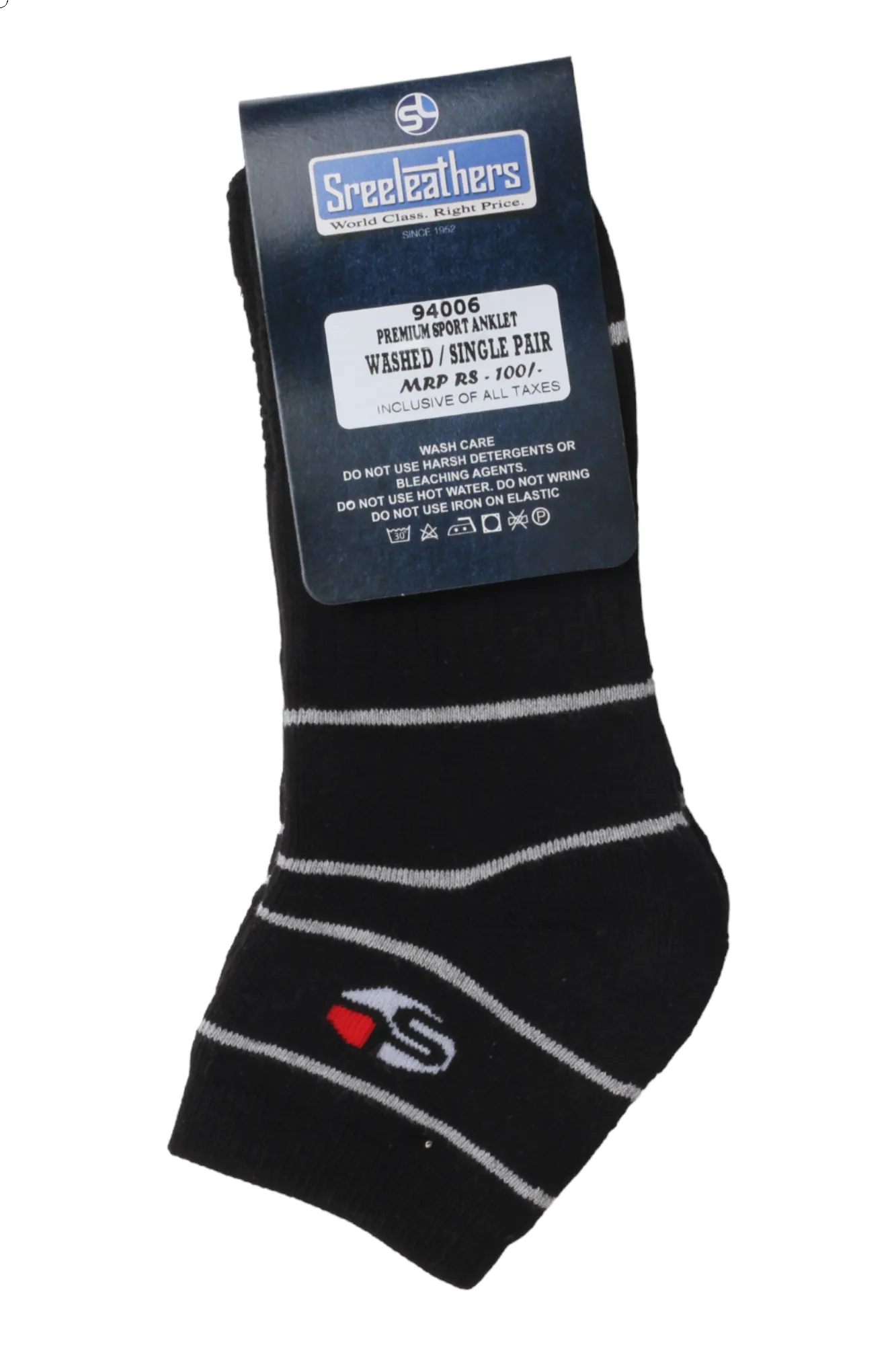 Premium sports ankle Washed socks  94006 (SET OF 1)