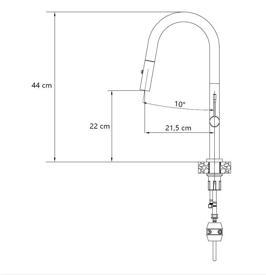 Quadron Felicity kitchen pull-out spray tap, Mix & Match Matte Black/Gold