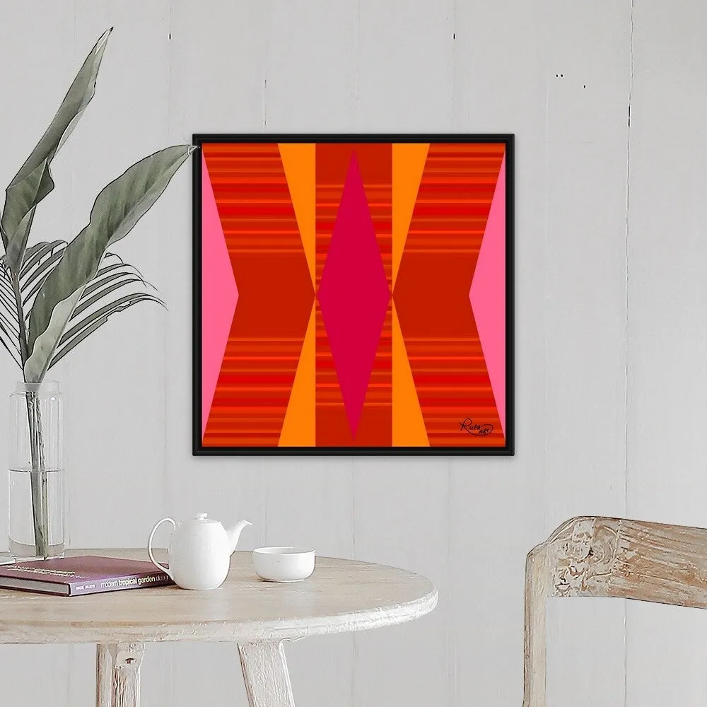 "Bright Orange Pink Yellow II" Black Float Frame Canvas Art