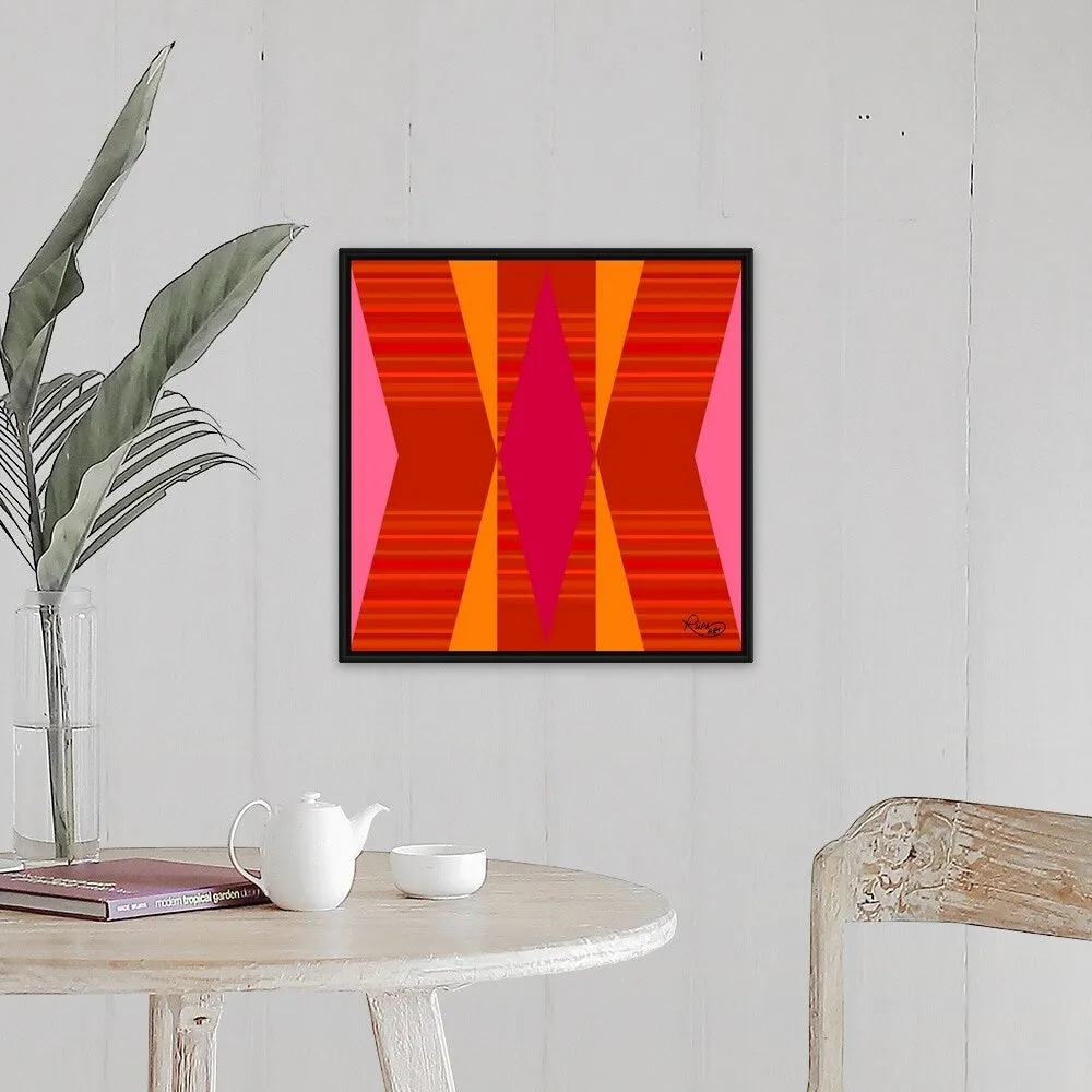 "Bright Orange Pink Yellow II" Black Float Frame Canvas Art