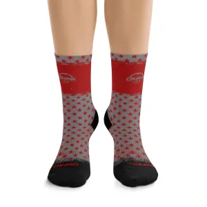 Red & Grey Stars 3/4 MTB Socks
