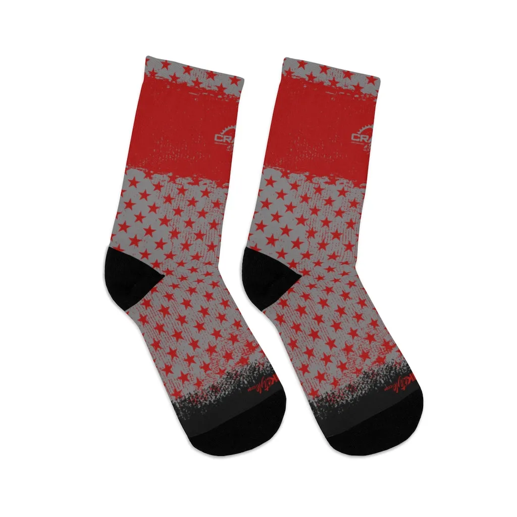 Red & Grey Stars 3/4 MTB Socks