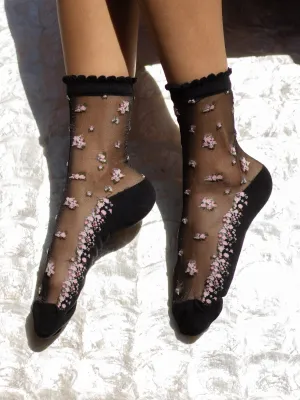 SHEER LITTLE FLOWERS BLACK