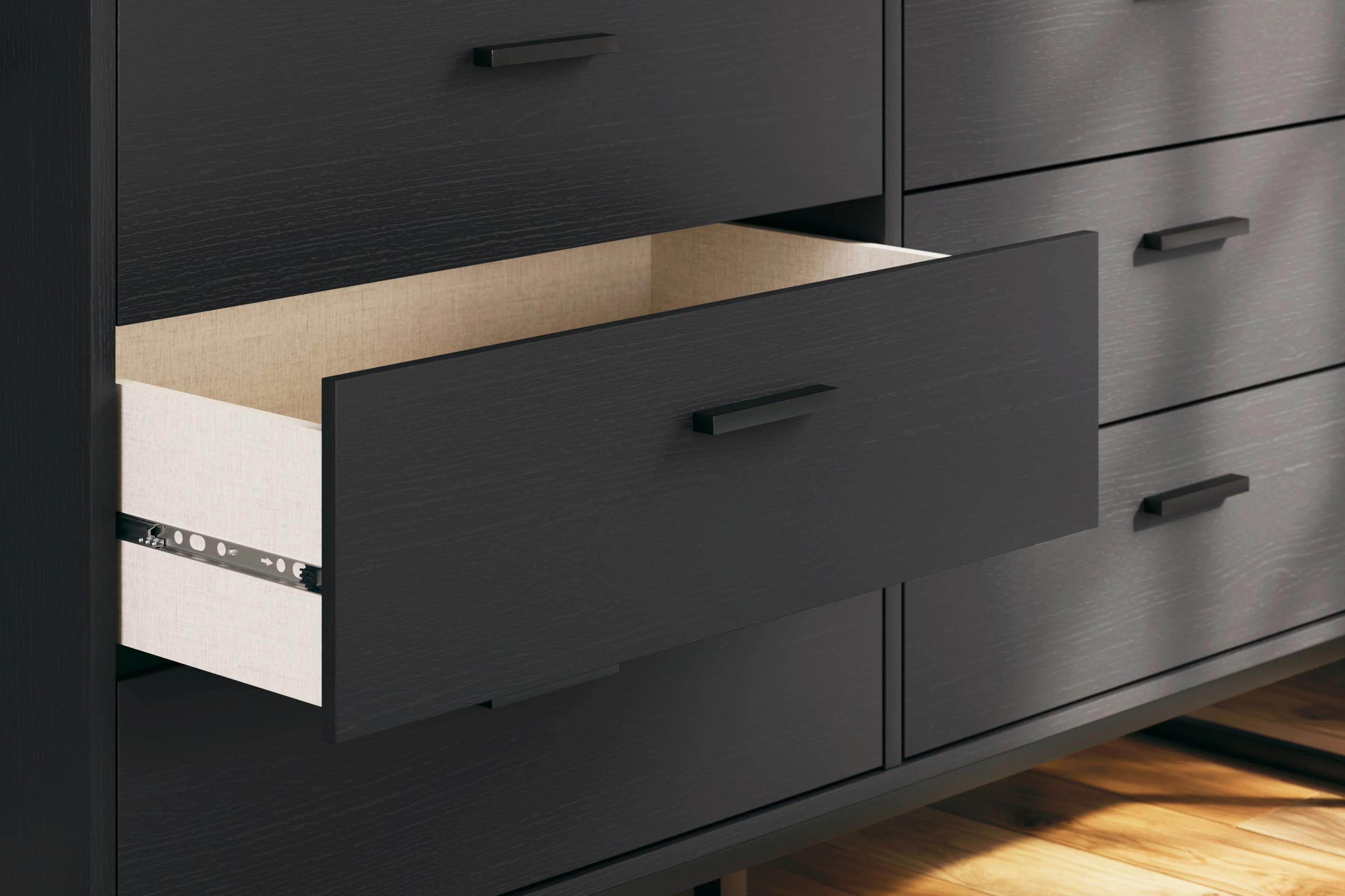 Socalle Full Platform Bed with Dresser in Black