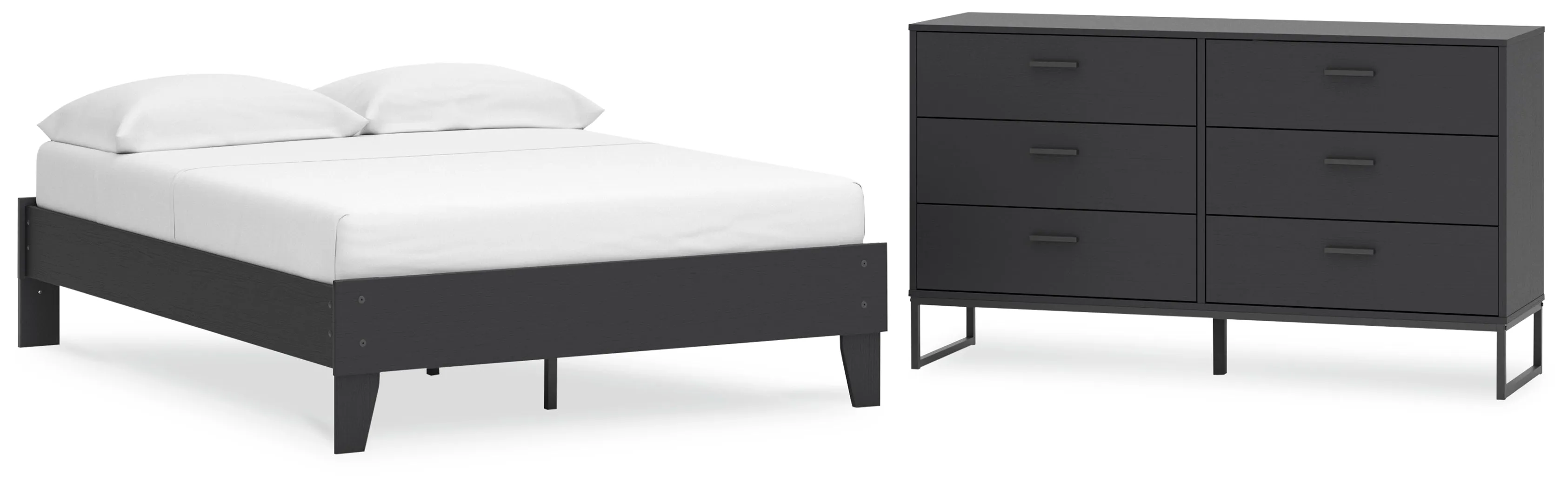 Socalle Full Platform Bed with Dresser in Black