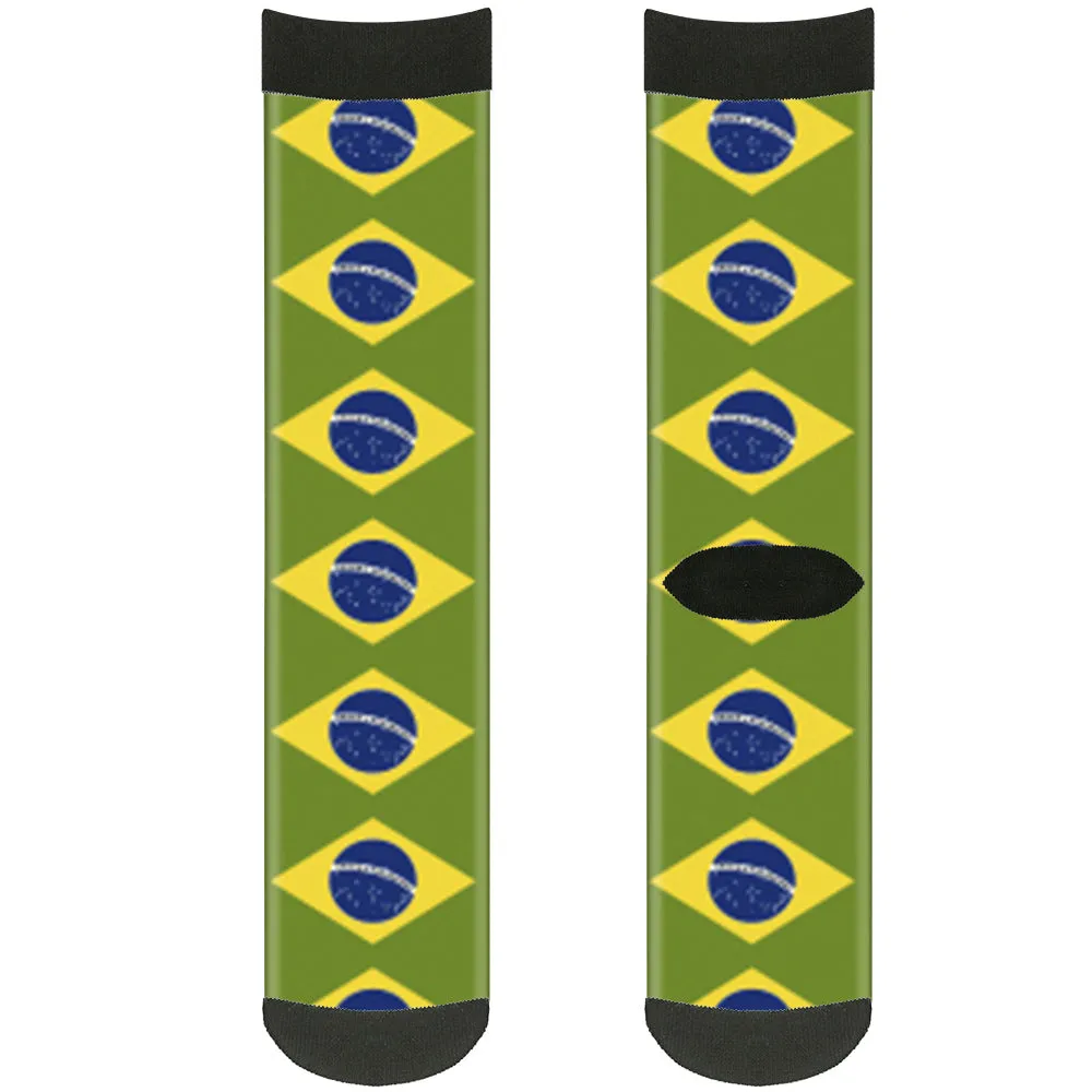 Sock Pair - Polyester - Brazil Flags - CREW