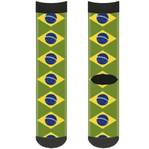 Sock Pair - Polyester - Brazil Flags - CREW