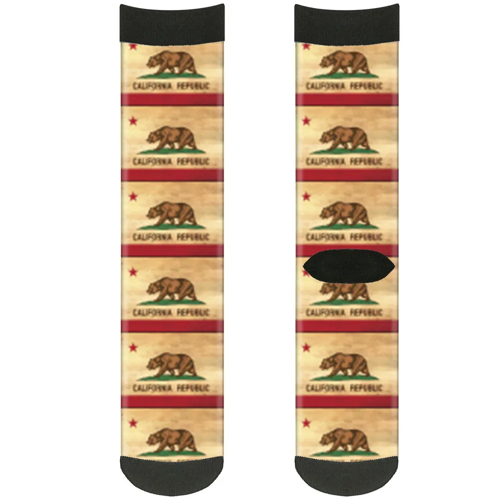 Sock Pair - Polyester - California Flag Continuous Vintage - CREW