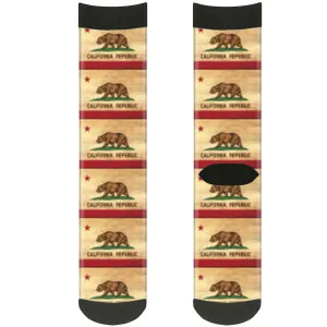 Sock Pair - Polyester - California Flag Continuous Vintage - CREW