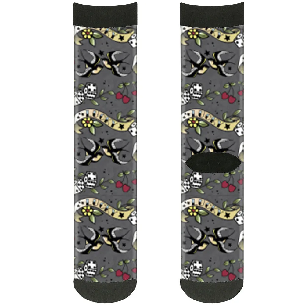 Sock Pair - Polyester - Lucky Gray - CREW